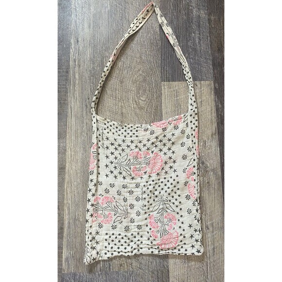 Free People Beach Boho Reusable Shopping Tote Bag Floral Lightweight 10"x13" - Picture 2 of 5